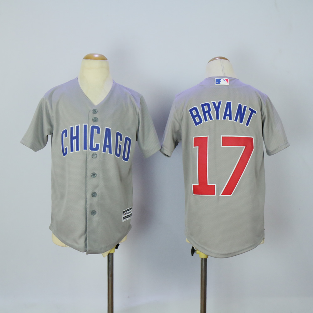 Youth Chicago Cubs #17 Bryant Grey MLB Jerseys